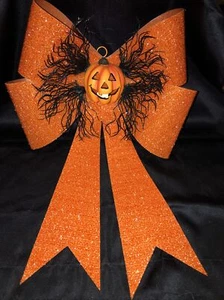 Halloween Hanging Door Decoration Ribbon Wreath Talking Jack O Lantern - Picture 1 of 6