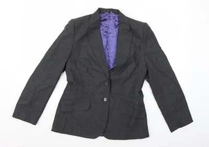 NEXT Womens Grey Herringbone Wool Blend Suit Jacket Size 10 - Picture 1 of 12