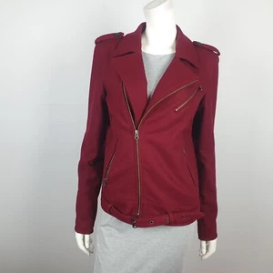Black Friday Size S, 8 Bomber Motorcycle Jacket Wool Blend Red Zip Pocket Collar - Picture 1 of 13