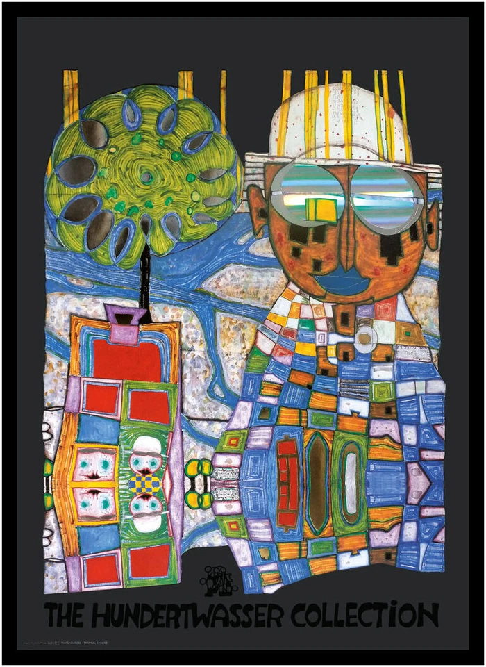 Hundertwasser Poster Kunstdruck Bild im Alu Rahmen Tropenchinese 84,1x59,4cm - Bild 1 von 1
