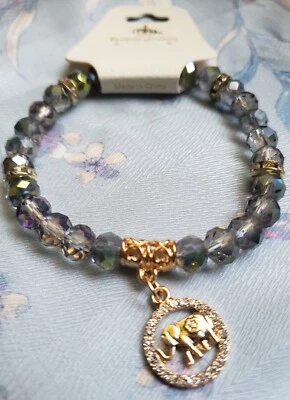 Nueva Moda Elástica Musgo Verde/Gris 🐘 Pulsera Dije Foto 1 de 3