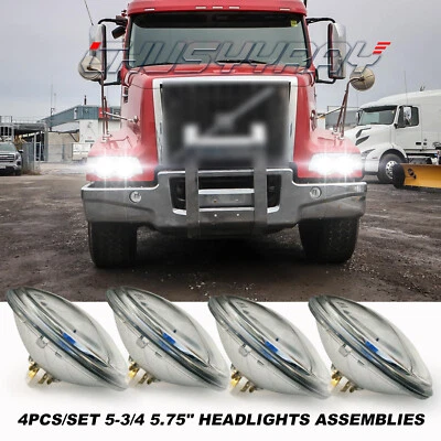 For Volvo VHD 2001-2019 4x 5-3/4" 5.75 Inch round Headlight Headlamp Hi-Lo Kit - Image 1 of 4