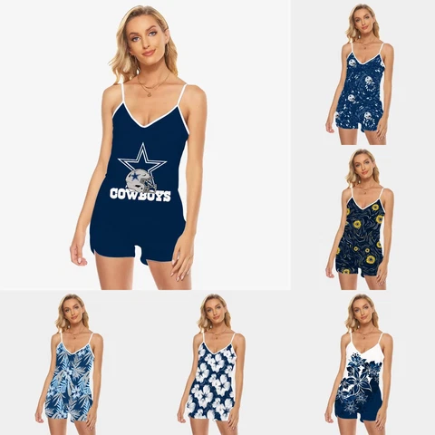 Dallas Cowboys Women's One Piece V-Neck Swimsuit Swim Tank Tops Rompers Jumpsuit Cover