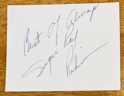 Sugar Ray Robinson Signed Autographed 4x5 Card Full JSA Letter Certified Boxer - Image 1 of 2