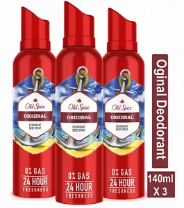 Old Spice Original Deodorant Body Spray - 140 ml (Pack of 3) Free Shipping - Picture 1 of 6