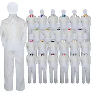 4pc Shirt White Pants & Hat Baby Toddler Kids Boys + a Bow Tie Formal Suits S-7 - Picture 1 of 24