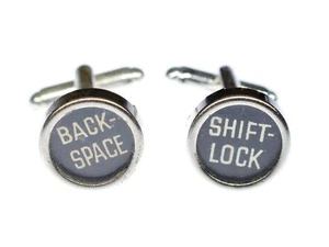 Backspace Shiftlock + Box Cufflinks Typewriter Key Black - Picture 1 of 5
