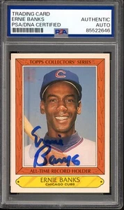 ERNIE BANKS 1985 Topps Collector Signed PSA/DNA Authentic AUTO Autograph Card - Picture 1 of 2
