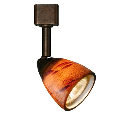 CAL Lighting #HT-954-DB-AMS Track-Head in Dark Bronze w/Amber Glass Shade - Image 1 of 3
