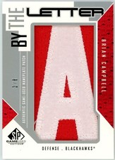 2009-10 SP Game Used By The Letter Brian Campbell 2/8 Game-Used Patch