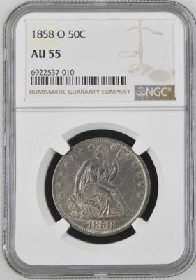 1858 O NGC AU55 Seated Liberty Half Dollar - Image 1 of 4