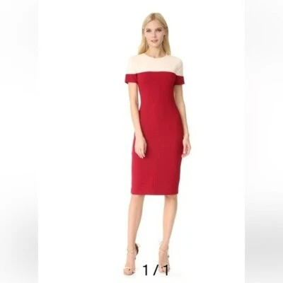 Black Halo Layne Color Block Sheath Dress in Bonfire/Buttercream - 10 - Image 1 of 4