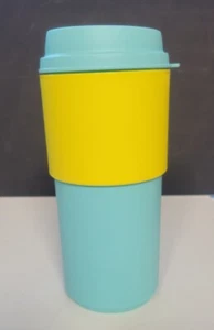 Tupperware 8906 Eco To Go 16 oz Blue Yellow Orange Travel Tumbler Coffee Cup - Picture 1 of 6