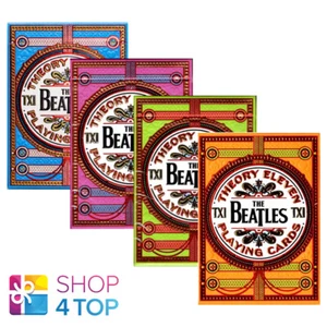 4 THE BEATLES SPIELKARTEN THEORY 11 CARDS DECKS TRICKS ROSA ORANGE BLAU GRÜN NEU