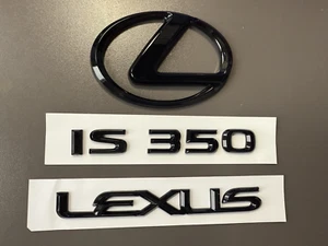 Gloss Black Emblem Badge Trunk Logo Fits 2006-13 Lexus IS350 2008 2010 2011 2012 - Picture 1 of 6