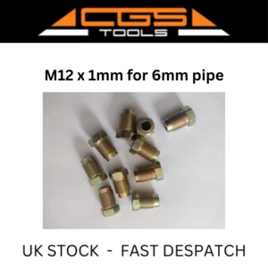 M12 x 1.0mm Male Brake Pipe Nuts for 6mm Pipe (3) - Picture 1 of 4