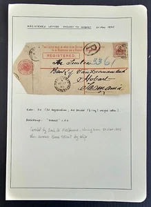 1895 New South Wales Reg Letter Front ties 2 stamps cd Sydney-Hobart - Picture 1 of 3