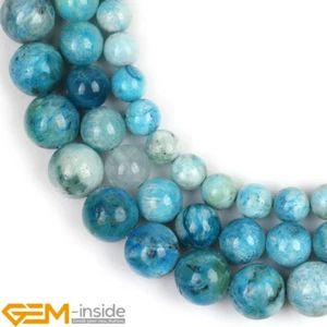 Natural Blue Hemimorphite Gemstone Round Loose Beads Strand 15" Bulk 6mm-12mm - Picture 1 of 36