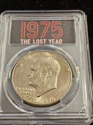 1976 (1975)  MINT SET Eisenhower IKE Dollar PCGS BU  THE LOST YEAR LABEL  - Image 1 of 2