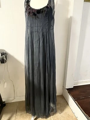 NWOT Max Studio Special Edition Silk Chiffon Blue Gray Maxi Dress Size Small - Image 1 of 4