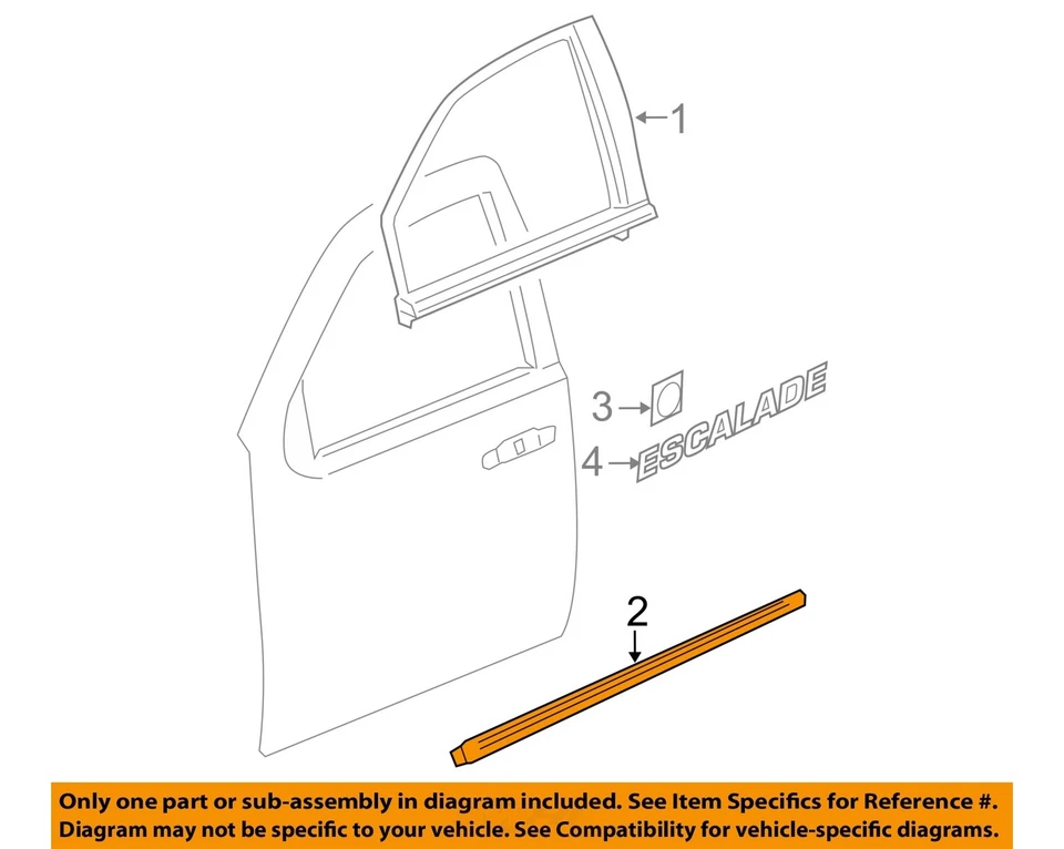 GM OEM 07-14 Escalade ESV Front Door Exterior Trim-Body Side Mldg 15876406 - Image 1 of 2