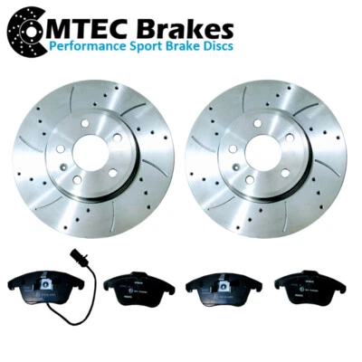 AUDI A4 B8 A5 8T 1.8-3.2 07-17 FRONT DRILLED GROOVED BRAKE DISCS MTEC PADS 314mm - Image 1 of 4