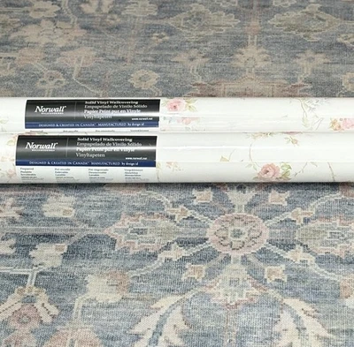 NORWALL  CREAM W/ROSES~SOLID VINYL WALLPAPER~CN24621~LOT 278A~10.9 YDS X 20.7 IN - Image 1 of 4