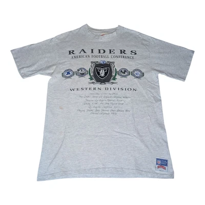 Vintage 90s Los Angeles Raiders Nutmeg T-Shirt Oakland Las Vegas NFL Gray Size L - Image 1 of 4