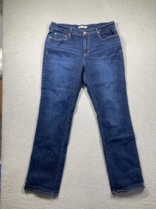 Levi's 505 Jeans Women's 14 Blue Dark Wash Straight Mid Rise Stretch Denim - Picture 1 of 19