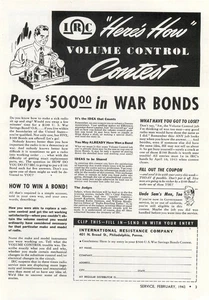 Magazine Print Ad International Resistance Company 1943 War Bonds Contest IRC - Picture 1 of 2