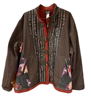 KOOS OF COURSE Fleece Lined Reversible Burgundy Black Toggle Front Coat Asian 3X - Image 1 of 4