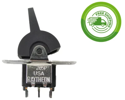 RAYTHEON (2x) DPDT ON-OFF-ON - 5A @ 120VAC/28VDC, 2A @ 250VAC Lever Toggle Switch Solder