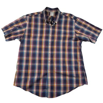 Brooks Brothers Men’s 346 XL Slim Fit Plaid Button Down Short Sleeve Shirt - Image 1 of 4