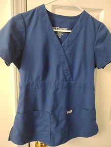 Grey's Anatomy 2 Pocket Dark Blue Scrub Top Size XS - Picture 1 of 1