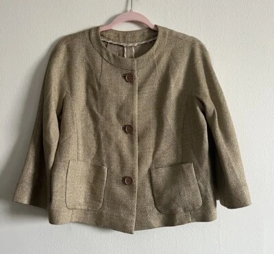 Blazer Etro Milano Vintage Talla 40 Recortado Dorado Metálico Foto 1 de 4