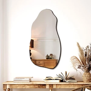 Irregular Asymmetrical Wall Mirror for Living Room Bathroom Entryway, Modern Dec - Picture 1 of 5