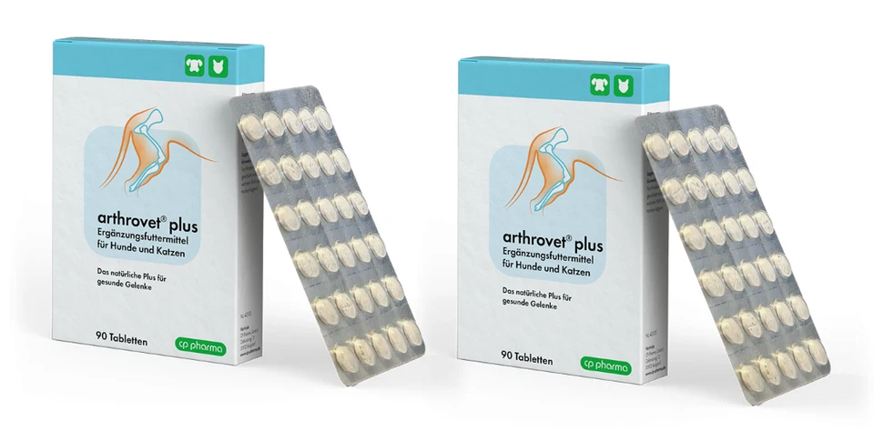 Arthrovet plus 2 x 90 Tabletten Grünlippmuschel Teufelskralle Hund Katze Gelenke