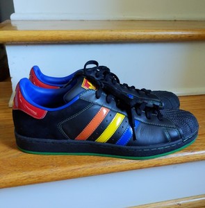 adidas black rainbow shoes