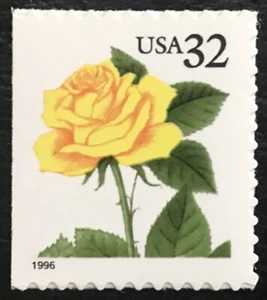 1996 Scott #3049v, 32¢, YELLOW ROSE - Booklet Single - Mint NH - - Picture 1 of 1