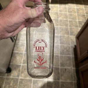 Louisiana Creamery Inc. Lily Products ACL Quart Milk Bottle Baton Rouge LA - Picture 1 of 19