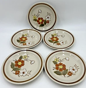 5 Mountain Wood Collection Stoneware Trellis Blossom 6" Bread Dessert Plates - Picture 1 of 6
