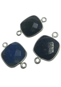 Natural Gemstone Connector Sterling Silver Square Briolette Bezel Connector - Picture 1 of 24