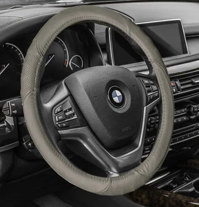 FH Group Perforated Genuine Leather Steering Wheel Cover Fits 14.5" - 15.5" - Picture 1 of 24