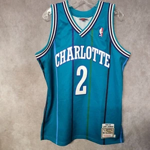 1992 Mitchell Ness Authentic Charlotte Hornets Larry Johnson 2 Jersey Mens 44 L - Picture 1 of 8