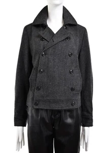 A.P.C. Chaqueta Abrigo Mujer Lana Doble Pecho Gris Cuello Espiga 40/M - Imagen 1 de 11