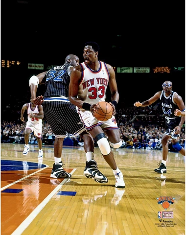 Patrick Ewing New York Knicks Unsigned White Jersey Spinning Around Cover