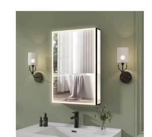 Getpro Lume 20" x 30" Rectangular Black Aluminum Recessed Medicine Cabinet - Picture 1 of 11