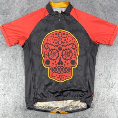 Camiseta deportiva de ciclismo Primal Los Muertos para hombre grande gris naranja estampada con calavera Foto 1 de 4