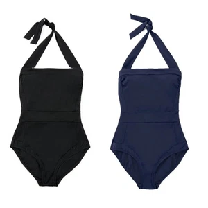 BODEN Swimsuit Halter Neck Santorini Navy Blk Swim Size 6 8 10 12 16 22 Reg Long - Picture 1 of 21