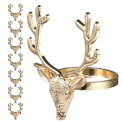 8 Pcs Portatovaglioli Con Renna Fibbia Per Natalizi Anelli Di Metallo - Immagine 1 di 4